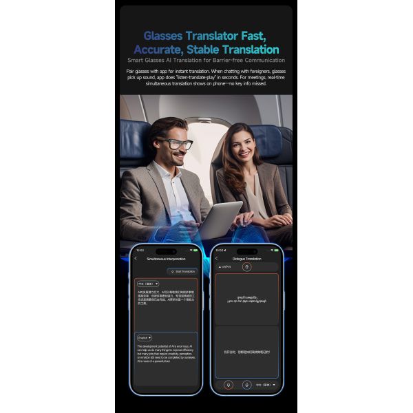 AI Smart Glasses With 8MP Camera, Real-Time Translation, 4K Video & Dual Microphone Noise Cancellation, Voice Assistant, For Travel, Vlogging,