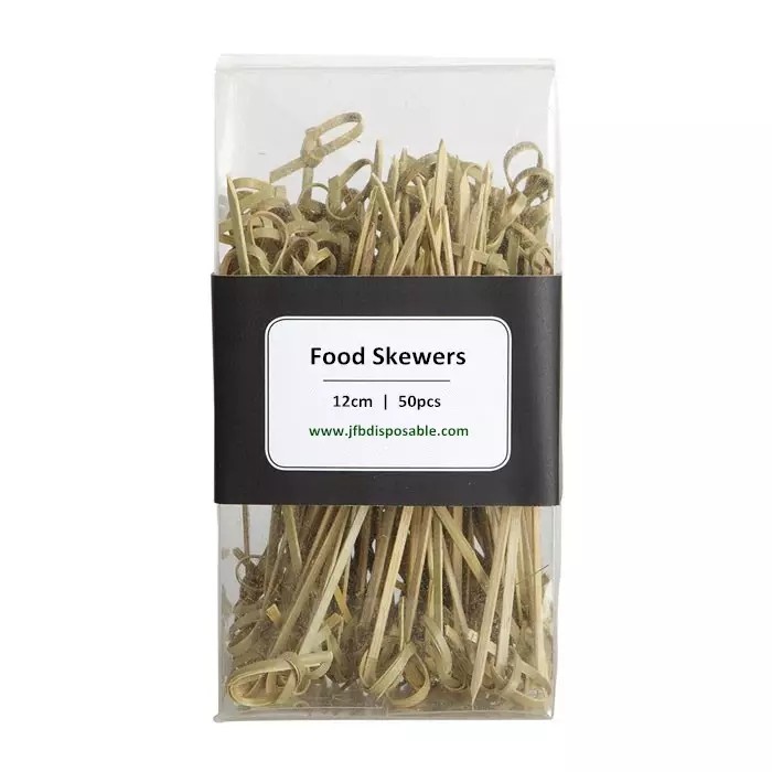 Disposable Black Ring Bamboo Cocktail Skewers Picks 12cm For Appetizer