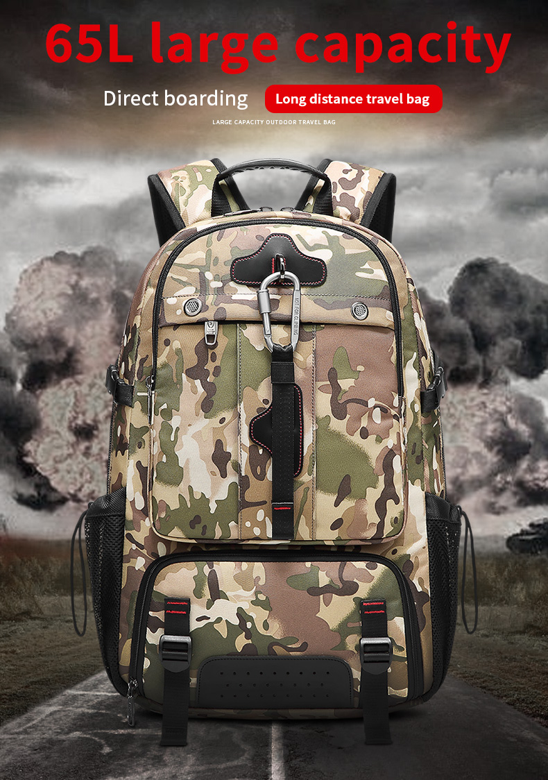 Oxford 65 Liter Hiking Backpack Camouflage Hiking Backpack OEM/ODM