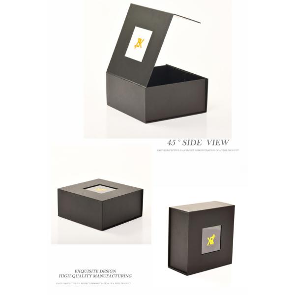 Custom Black Paper Rigid Cardboard Box With Clear PVC Window