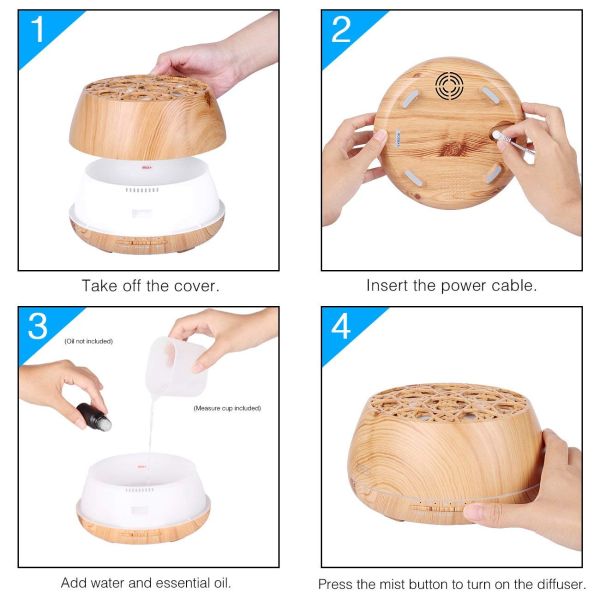 Home Appliances Stocks 400ml Colorful LED Light Electric Ultrasonic Wood Grain Essential Oil Scent Diffuser Air Humidifiers