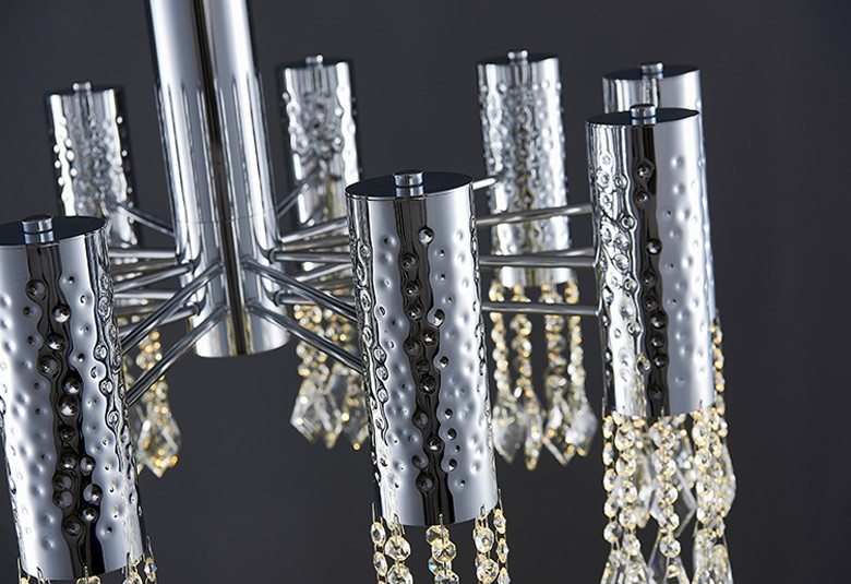 Stainless Steel Chrome Modern Crystal Ceiling Lights Adjustable 110V - 240V