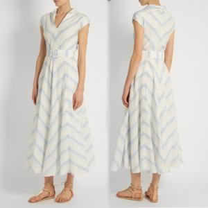 China Fashion New Women Blue White Maxi Dress Girls Wrap Dress Ladies Striped Causal Dress For Wholesale on sale