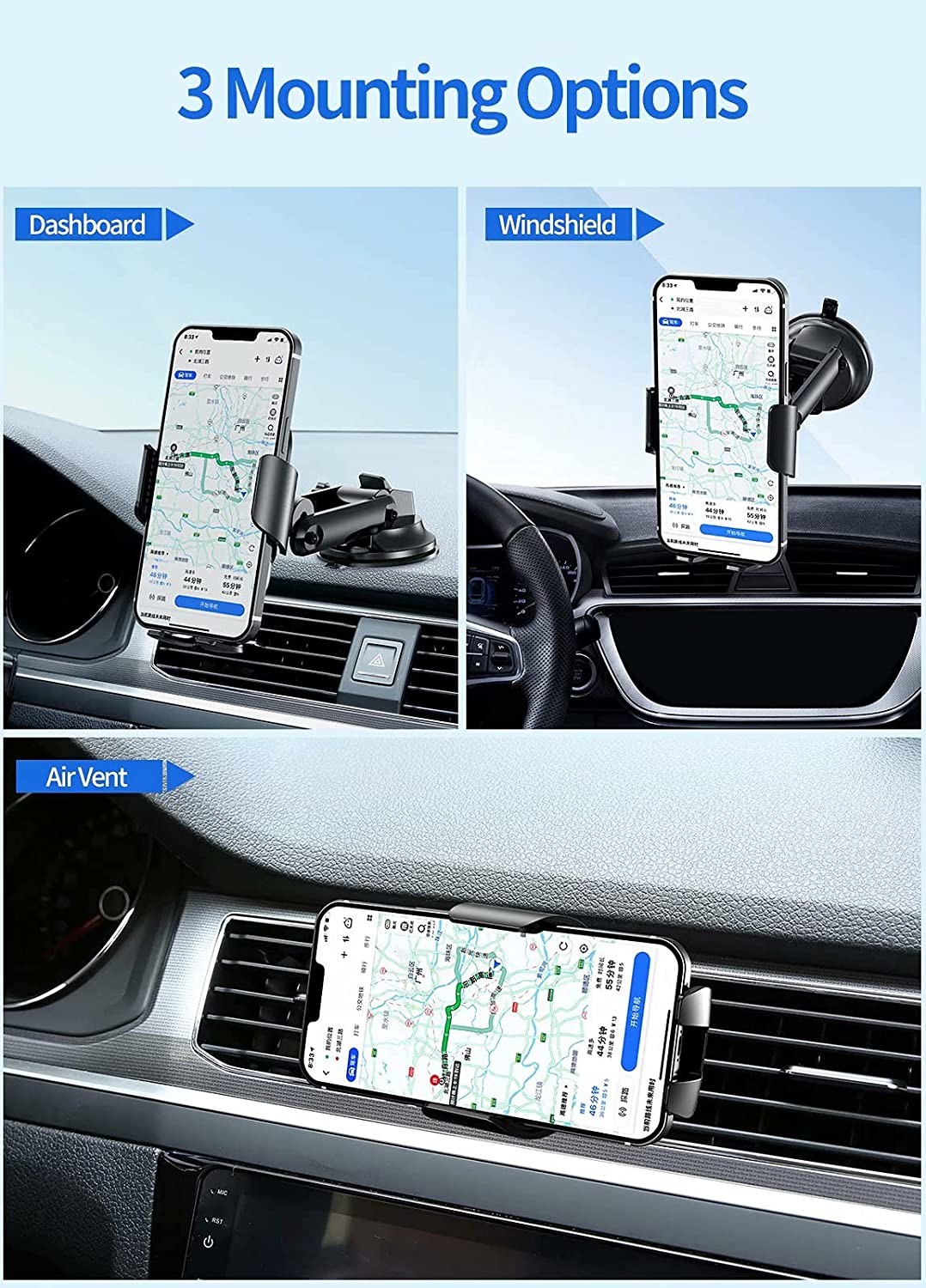 Qi Car Phone Mount Wireless Charger 5V 1A Auto Clamping Phone Holder