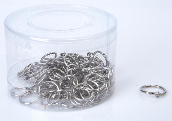 Metal nickel 25mm(1")loose leaf ring book binding ring hinged snap ring in PVC tube