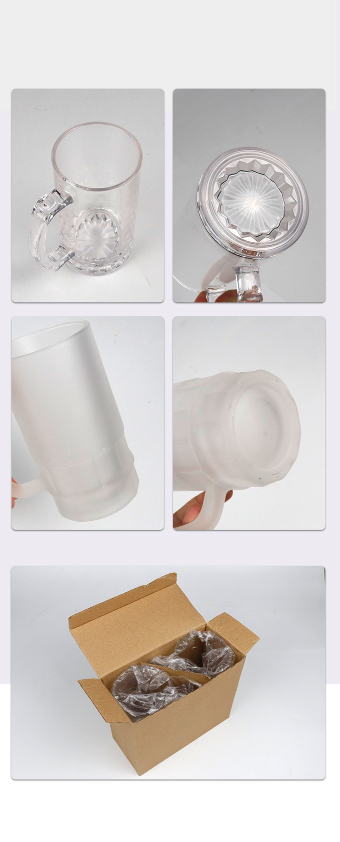 Round Blank Transparent Sublimation Glass Beer Mug 16oz And 22oz