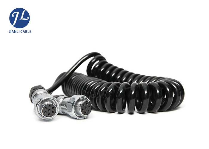 Backup Camera Monitor System Coiled Trailer Cable 7 Pin Extend Coil Cable