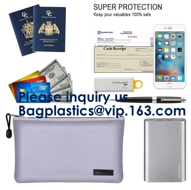 Fiberglass Waterproof Durable,Fire Resistant Document bag Fire Proof Bag,Non-itchy Fiberglass Fireproof Water Resistant