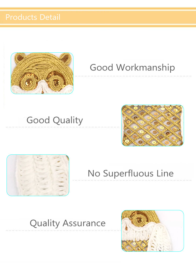 Cute Bear Sew On Embroidered Patches / Rope Patch Personalized Pattern Sequin