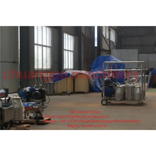 4 Buckets Mobile Milking Machine with 25L Stainless Bucket and 2.2kw Power for Cow Sheep Goat Farm