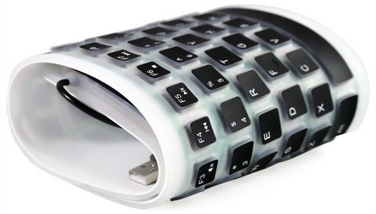 Wired USB Foldable Silicone Rubber Keyboard Slim Roll Up Travel Portable