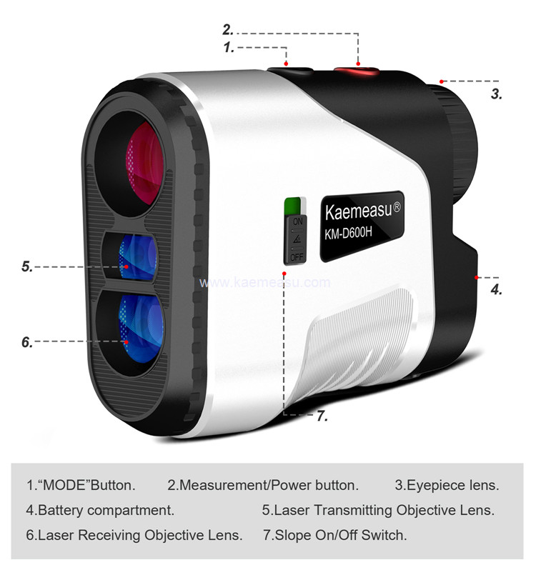 kaemeasu Laser Rangefinder Distance Measuring 6.5X Magnification Hunting Range Finder Telescope D1000