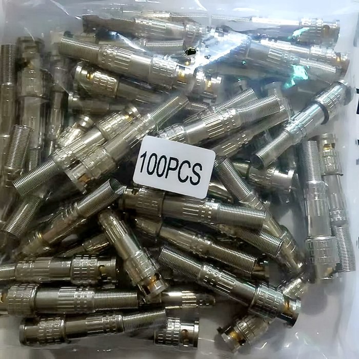 RF BNC Male TV Cable Wire Connector Quick Crimp Weld Long Metal Boot