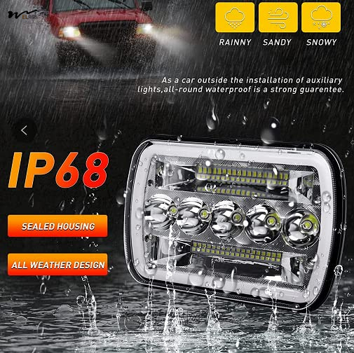 High/Low Beam LED Headlights with Halo Angel Eyes DRL Turn Signal Light 5x7/7x6 Chips