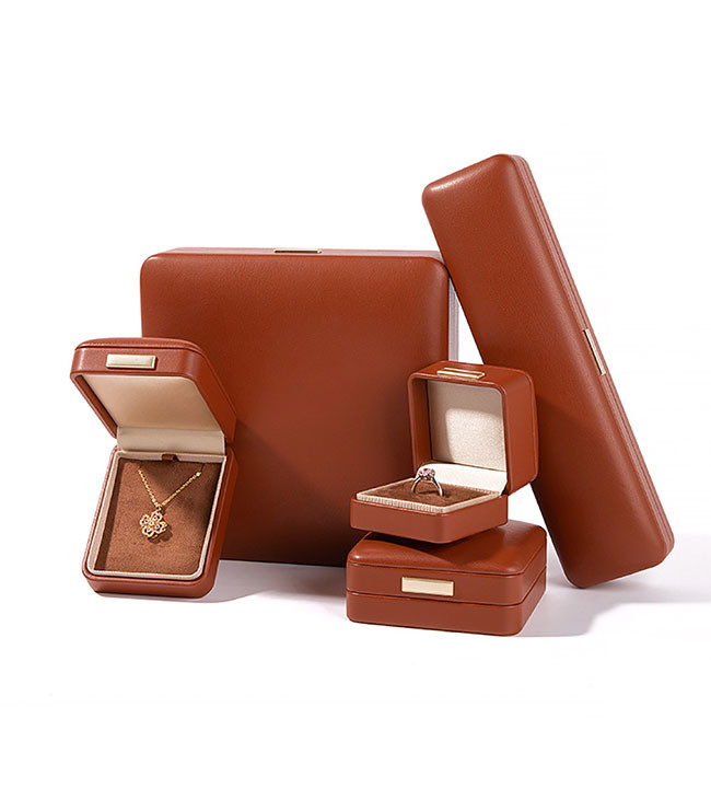 Brown PU Leather Jewelry Packaging box Elegant Jewelry Storage Gift Box