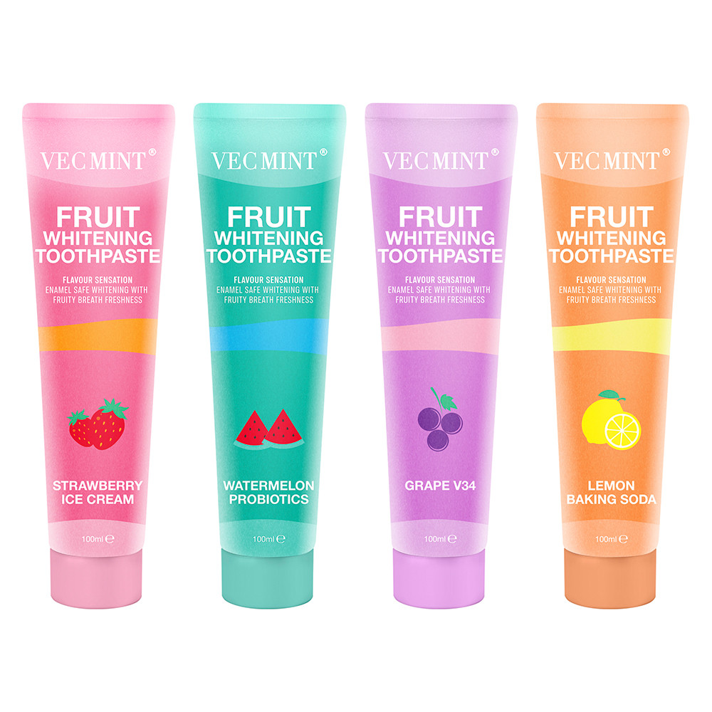 Strawberry or Apple Mint Fluoride Toothpaste with Whitening Effects
