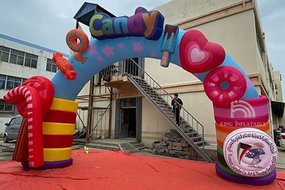 Sweet Candy Inflatable Arches Outdoor Party Advertising Christmas Decorative Rainbow Archway