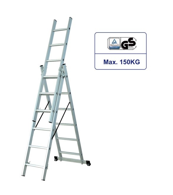 3 Sections Aluminum Extension Ladder Multi Use 3x6 Aluminium Step Ladder