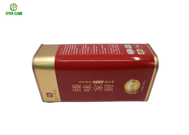 Custom Printed Rectangular Metal Tin Can Metal Tinplate Container For Olive Oil with Plastic Lid