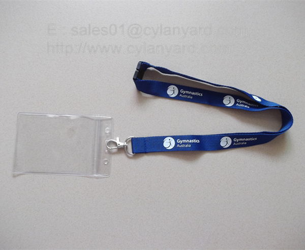 polyester sports neck ribbon with plastic name badge