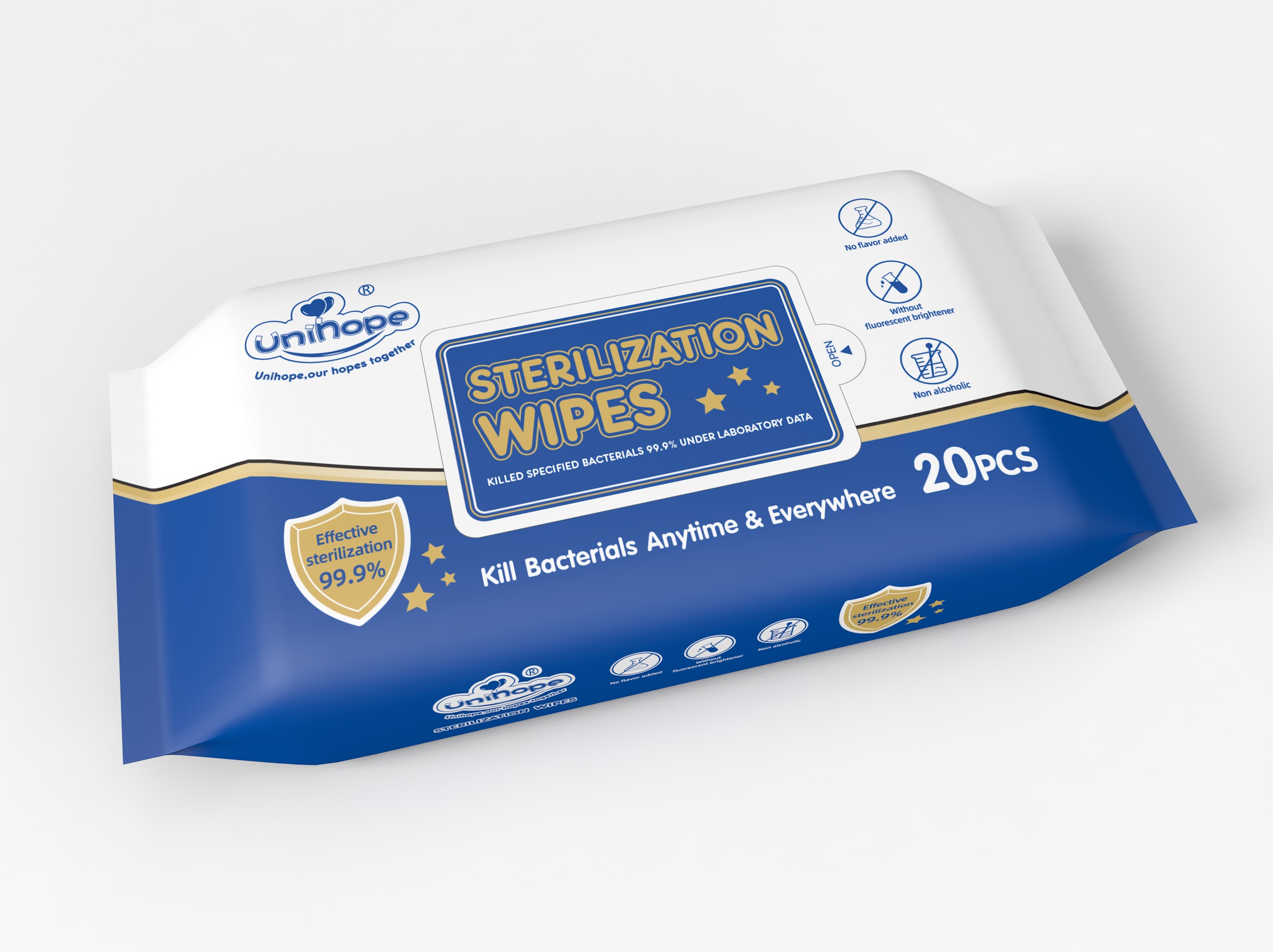 99.99% Sterilization Medical Wet Wipes Disinfectant Alcohol-Free for Baby Care 100PCS