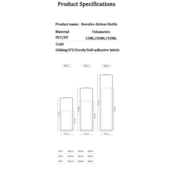Rotate Airless Pump Bottle With 15ml 30ml 50ml Capacity Commonly Used for Personal Care