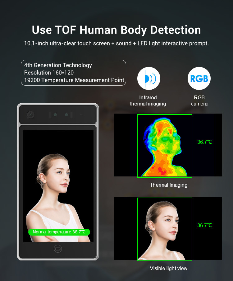 Multichannel Non Contact Temperature Scanner , Android AI Thermal Camera Access Control