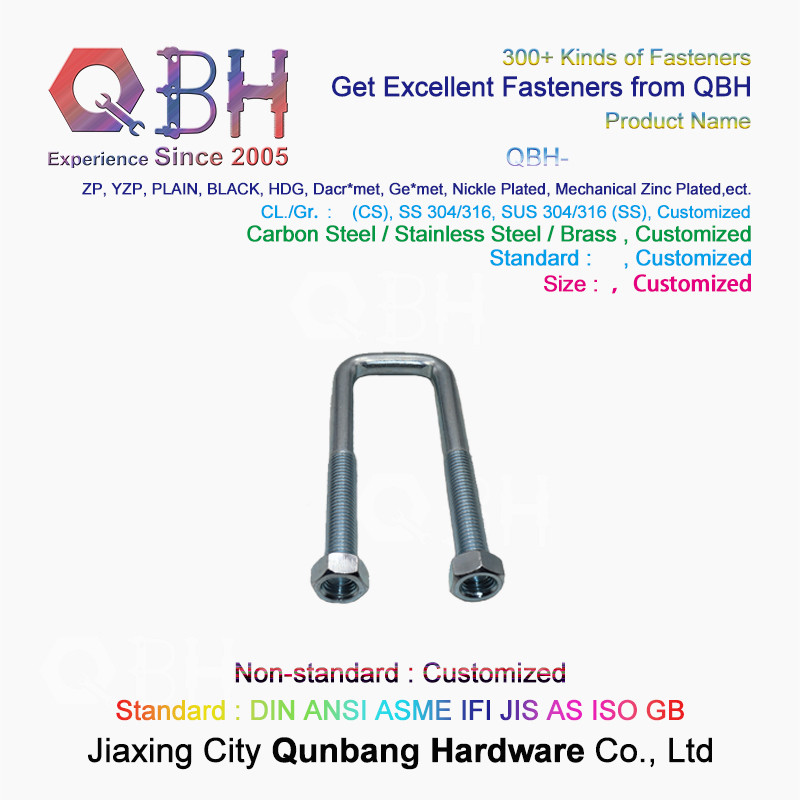 Square Card Right Angle Galvanized U Bolt M6 - M10