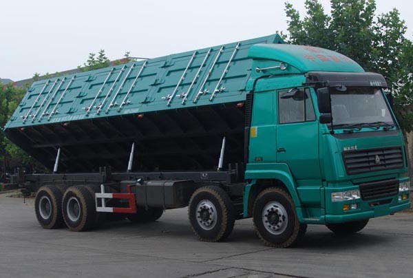 Construction Tri Axle High Side Dump Trailer , Semi Dump Truck Trailer For Cargo Transporter