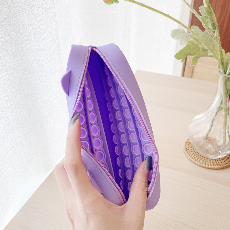 OEM/ODM Cute Cat Zipper Pencil Case 19*7*4.5cm Popper Toy Pencil Box with Bubble Design