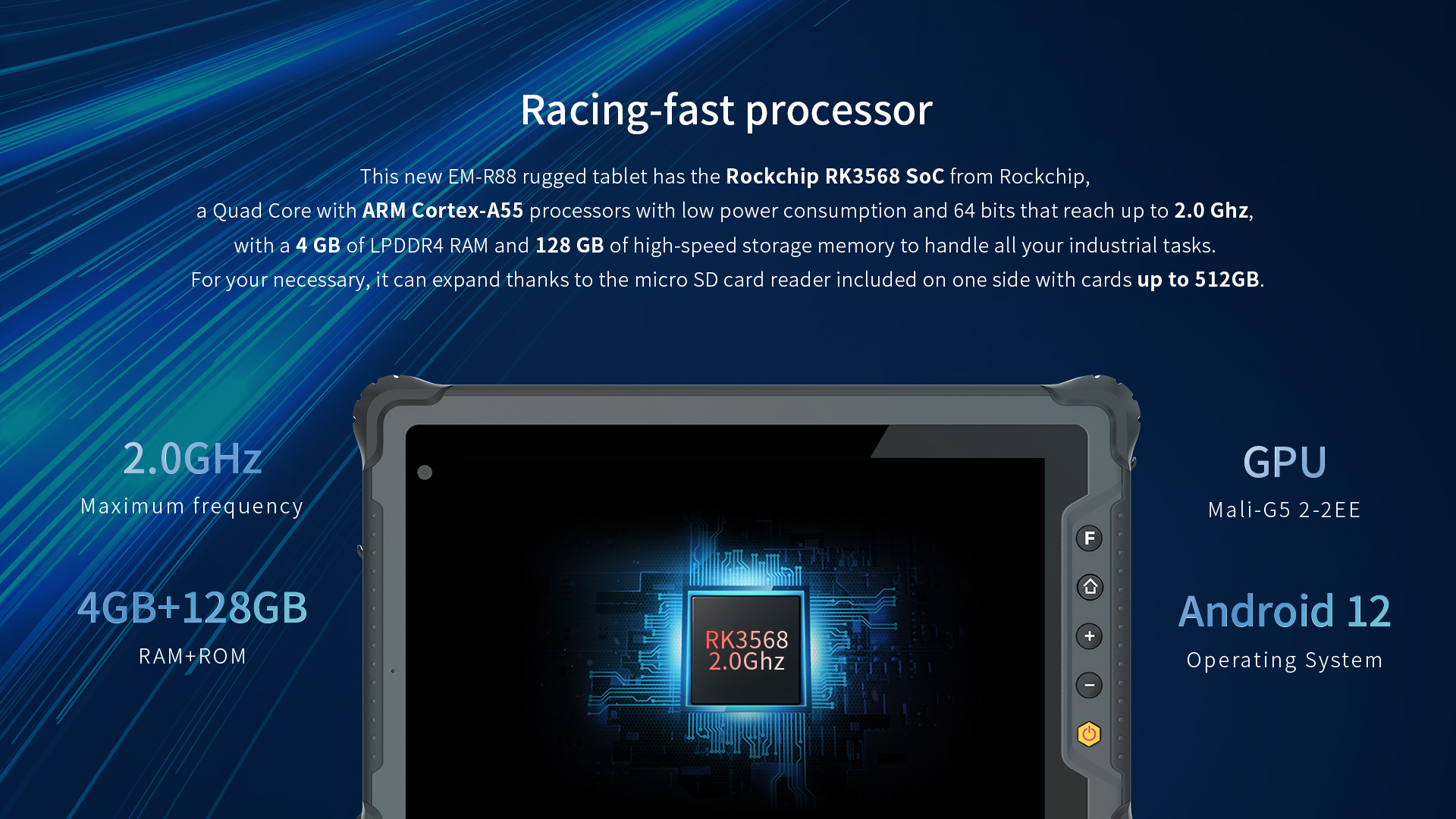 Professional Scenarios Rugged 4G WiFi GPS Fingerprint Android Tablet with 4GB Memory and Rockchip Processor
