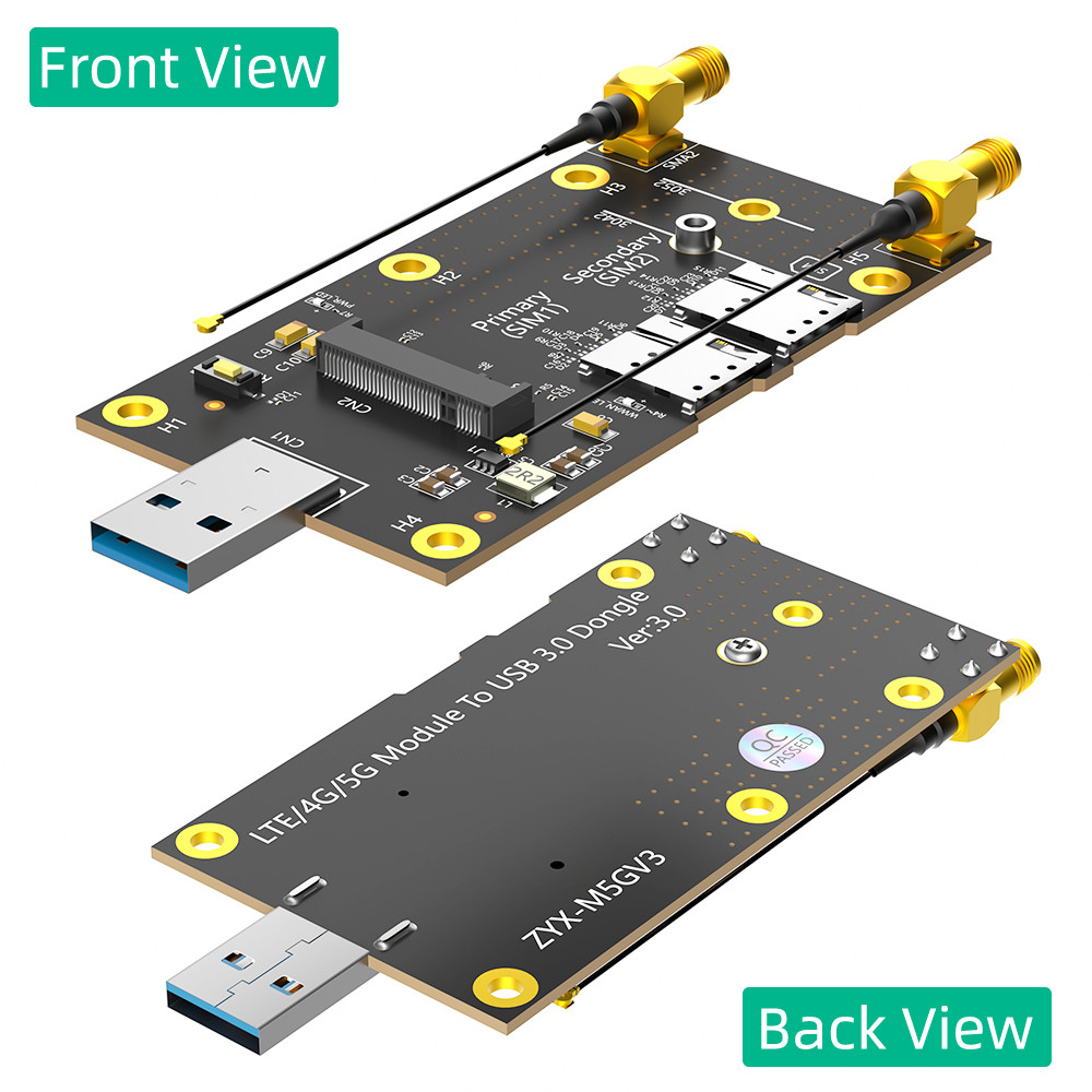 PCI Express Gen 3.0 8 Gbps NGFF M.2 to USB 3.0 Adapter with Dual NANO SIM card Slot