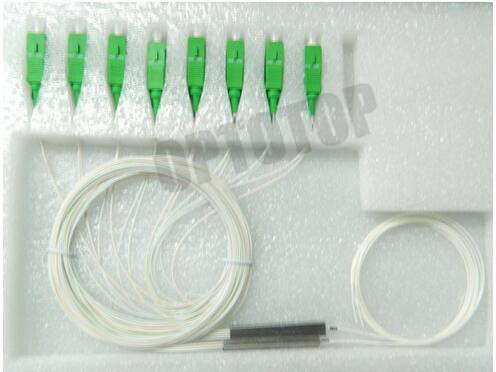 1X8 Fiber Optic PLC Splitter Over 55dB , Optical Fibre Splitter Corning G657A Material
