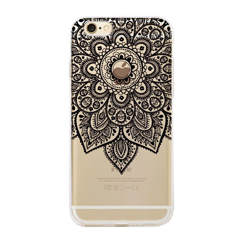 Soft Rubber Designer Cell Phone Cases For Iphone 6s Lace Flower Mandala