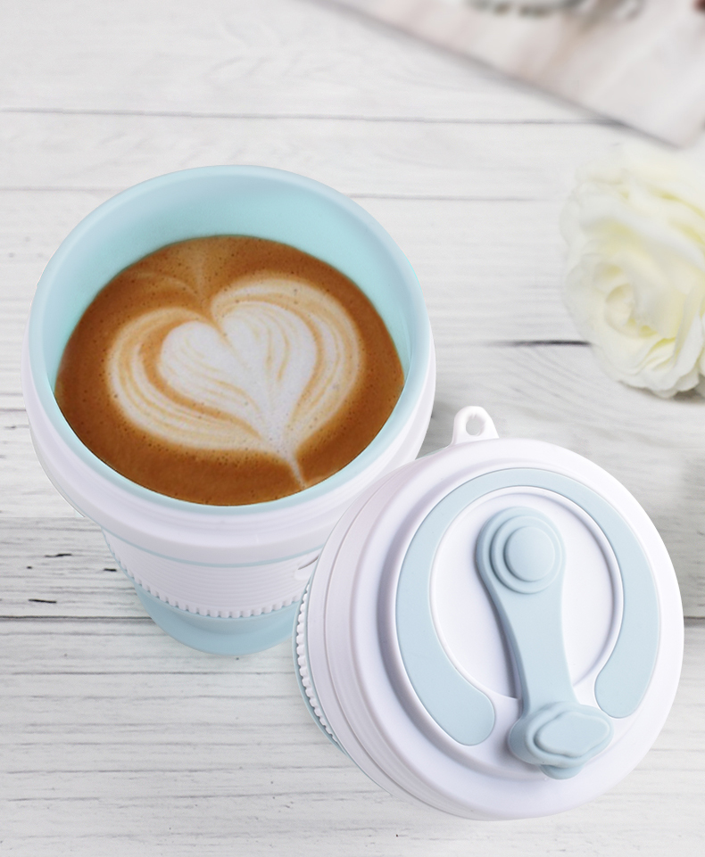 550ml 18oz Collapsible Silicone Coffee Cup Silicone Household Products White