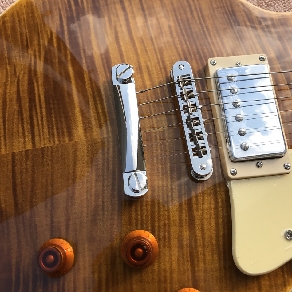 New standard LP 1959 R9 electric guitar, Flame Maple Top, frets cream binding, a piece of neck & body, Tune-o-Matic brid