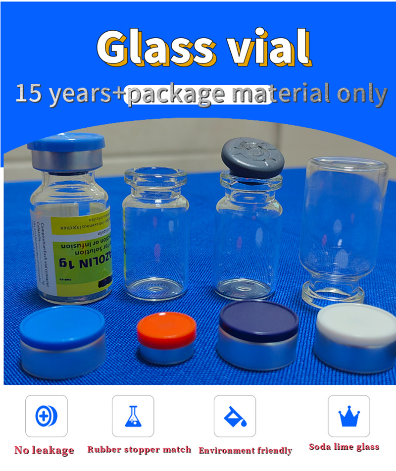 5ml 7ml 20ml Amber Clear Small Pharmaceutical Glass Bottle Injection Glass Vial with Rubber Stopper