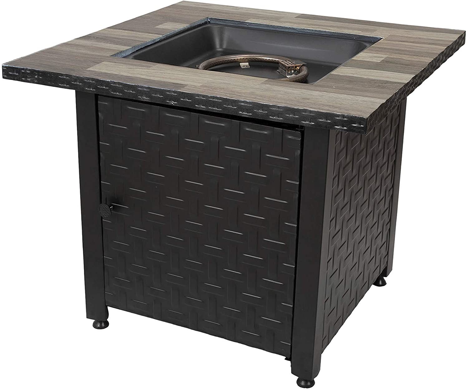 Black / Gray Table Top Steel Square Propane Fire Pit Outdoor