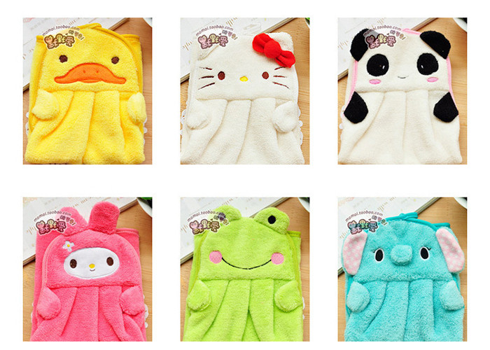 Cute cartoon kitchen super absorbent hanging towel non-hairing thick coral fleece towel