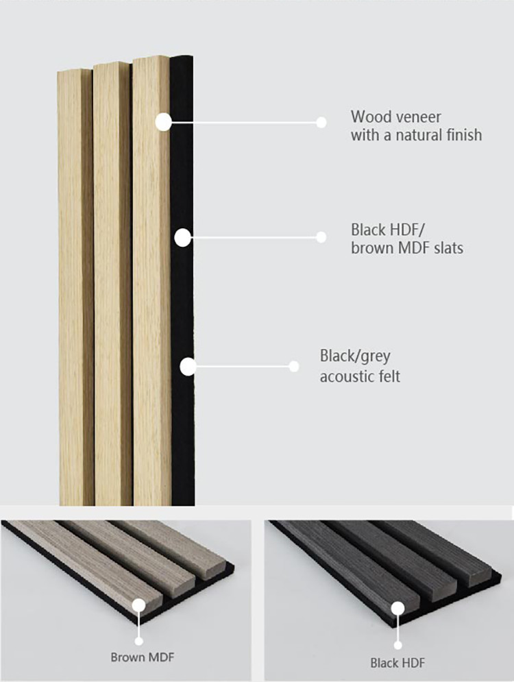Veneer Banding Acoustic Wood Slat Panels 2400mm Wood Slat Wall Tiles Customized