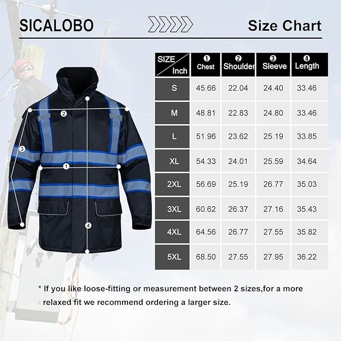 Reflective Winter Warm Work Jacket, High Visibility Construction Overalls