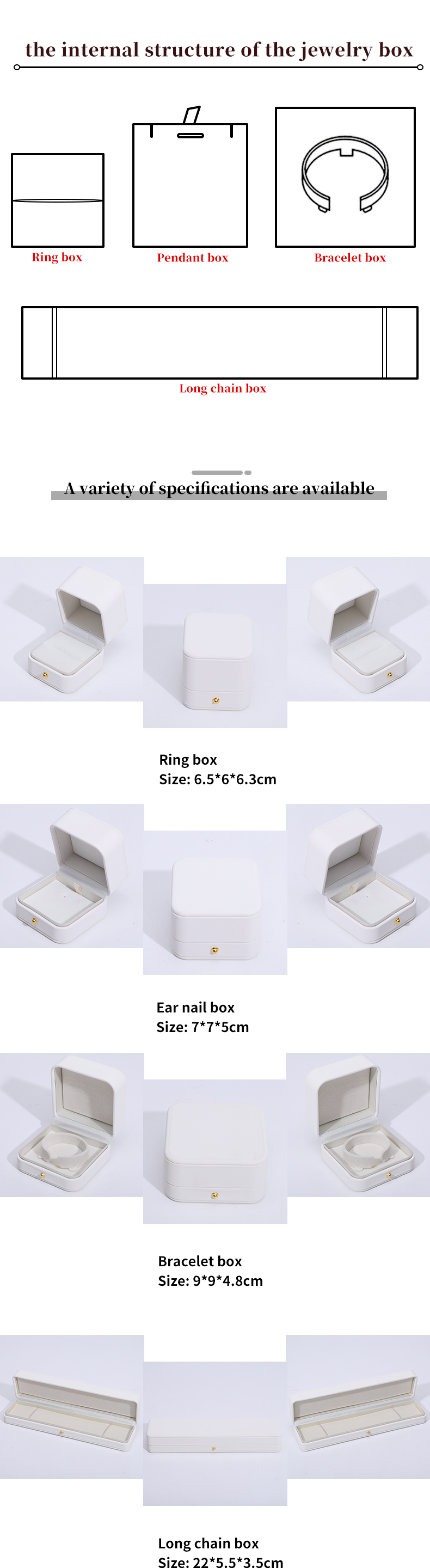 Thick Sponge Silk Necklace Leather Jewelry Box with Custom Logo Rectangle Shape Design
