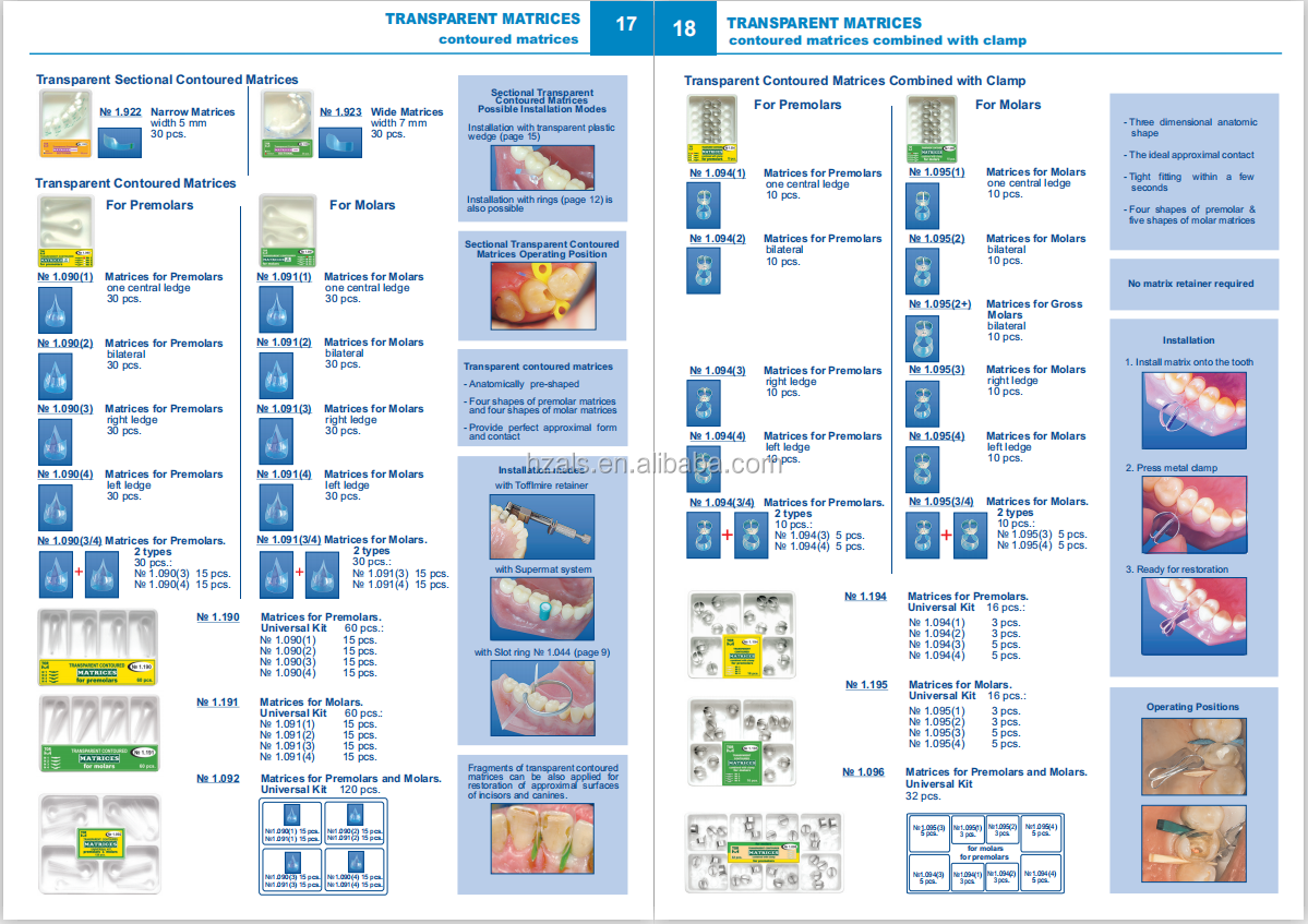 Instrument classification Class II 1.090 Dental Kit of premolar Transparent Contoured Matrices 30 pcs. TOR VM/ TOP BM