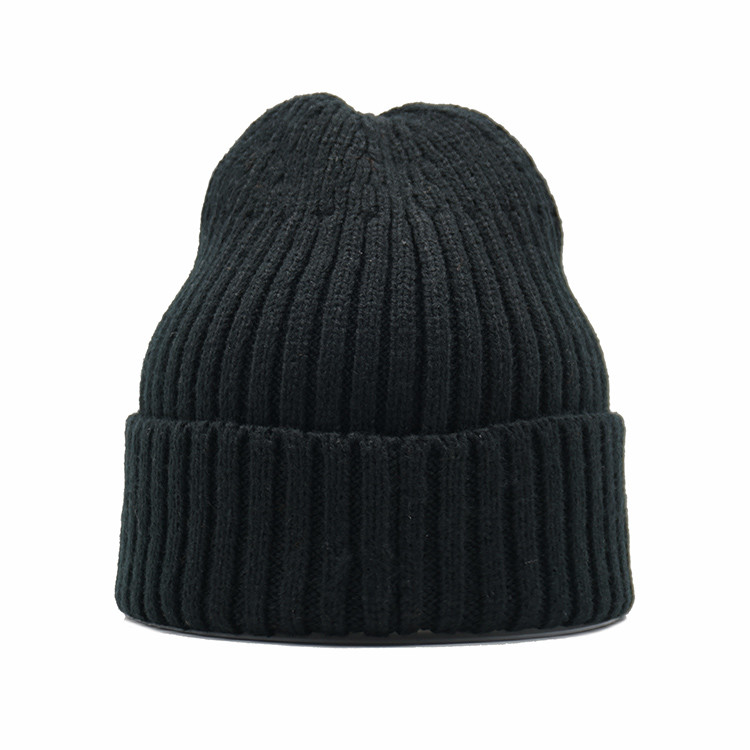 Knit Cuffed Acrylic Slouchy Beanie Streetwear Private Woven Label Fisherman Skull Hats Winter
