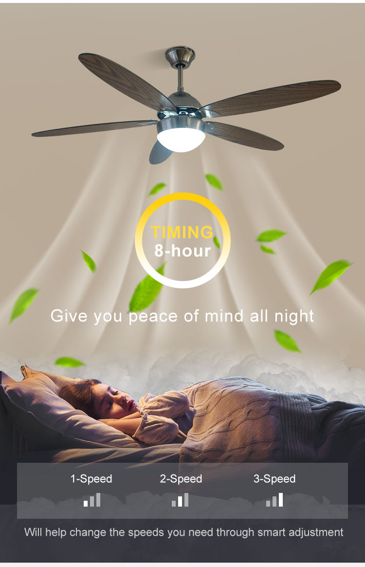 Remote Control Switch Ceiling Fan with Light Traditional Style Low Noise and High Speed