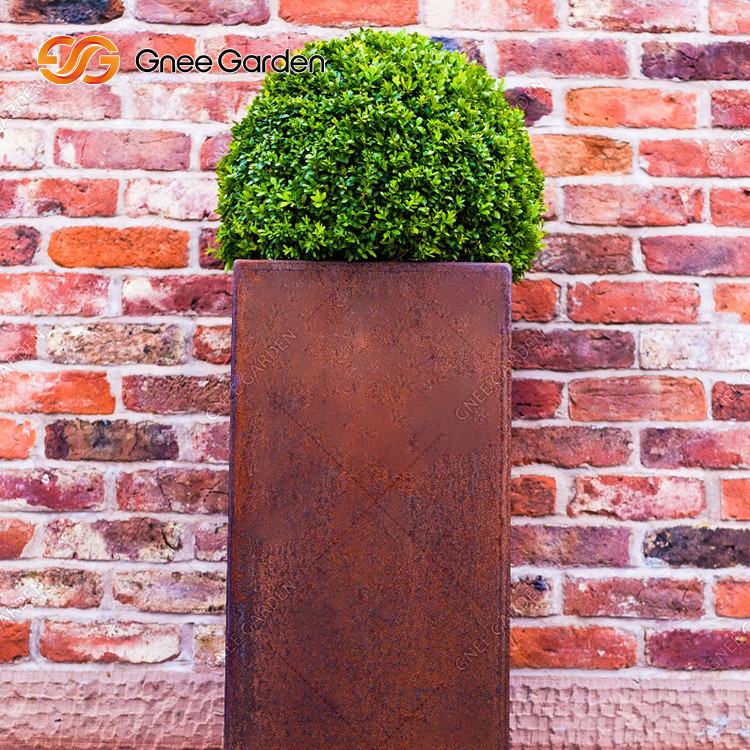 Customized Corten Steel Tall Outdoor Planters Large Landscape Garden Metal Flower Pot