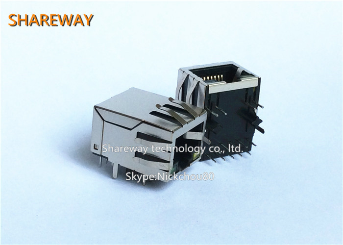 Modular RJ45 Ethernet Connectors R/A RJ45 NONSHIELDED 8 CONT Y/G LEDS Cross To RJHSE-5081