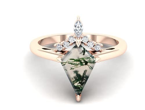 Green Genuine Moss Agate Ring , Gemstone Beautiful Women Ring