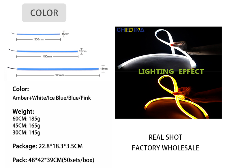 45cm 60CM Drl LED Strip Vehicle LED Work Lights Drl Flexible Led Headlight Strips