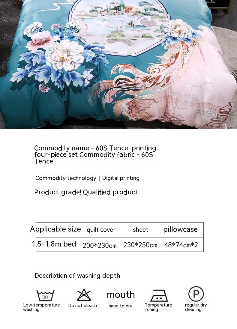 Fashionable Washed Tencel Bedsheets Sets Bedding Set Eco-friendly and Soft Hand Feel